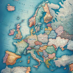 Detailed digital map of Europe with countries, capitals, and political boundaries as seen on Google Maps.