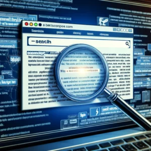 A computer screen displaying a web document with a keyword highlighted, showcasing efficient text searching on a web page.