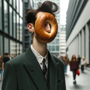 A visual depiction of the Bagel Head Trend showing the distinctive forehead modification