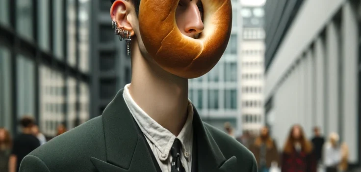 A visual depiction of the Bagel Head Trend showing the distinctive forehead modification