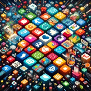 A montage of various popular mobile apps that have defined the decade, showcasing icons and interfaces in a visually appealing layout.