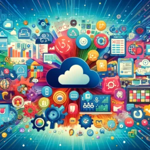 Illustration of various software icons representing solutions for small businesses, emphasizing diversity in tools for efficiency and growth.