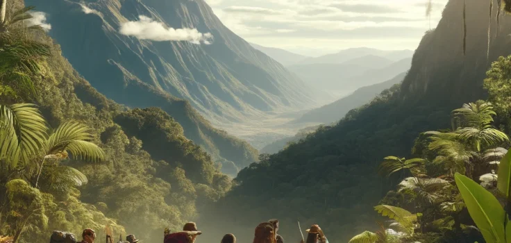 Travelers exploring the untouched landscapes of South America's hidden gems, embodying adventure and cultural immersion in diverse settings.