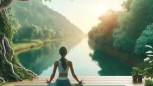 Person practicing yoga in a serene outdoor setting, surrounded by nature, representing a holistic approach to body detox and rejuvenation.