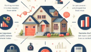 A detailed infographic explaining key factors that influence mortgage rates, including credit scores, down payments, and loan types, designed to help homebuyers understand how to secure the best rates for their new home.
