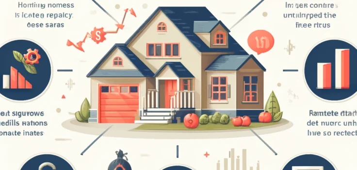 A detailed infographic explaining key factors that influence mortgage rates, including credit scores, down payments, and loan types, designed to help homebuyers understand how to secure the best rates for their new home.