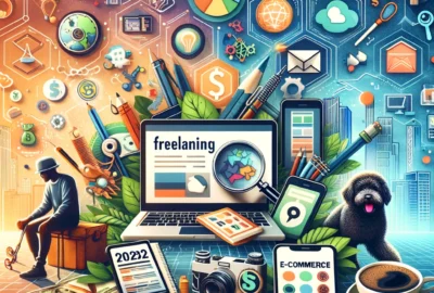 A creative collage representing various side hustles like freelancing, e-commerce, and pet sitting, symbolizing diverse income streams in 2024.