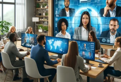 Diverse team engaging in a virtual meeting, showcasing the effectiveness of remote work environments in 2024, highlighting technology, collaboration, and global interaction